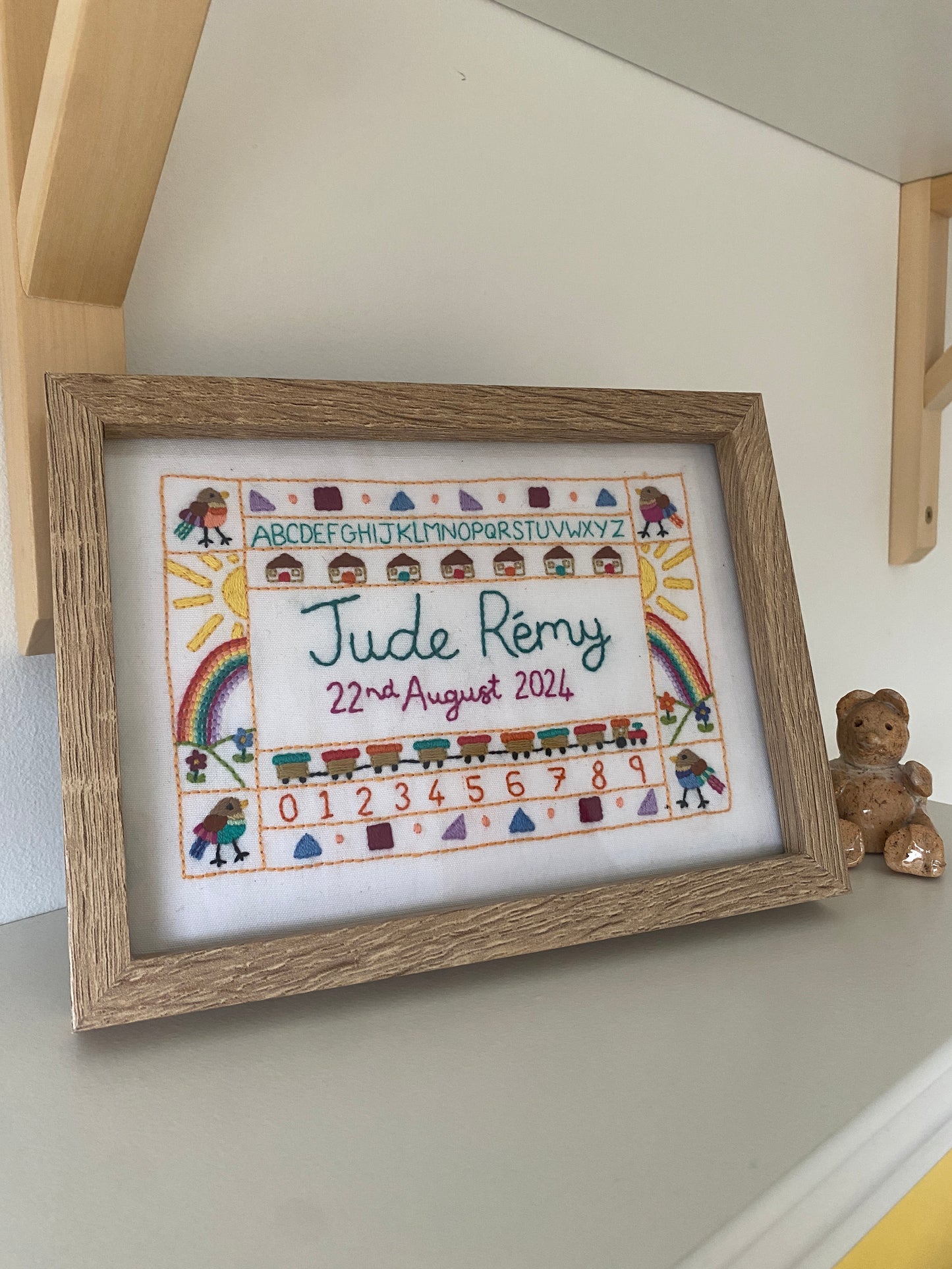 Custom Alphabet Baby Embroidery - Framed