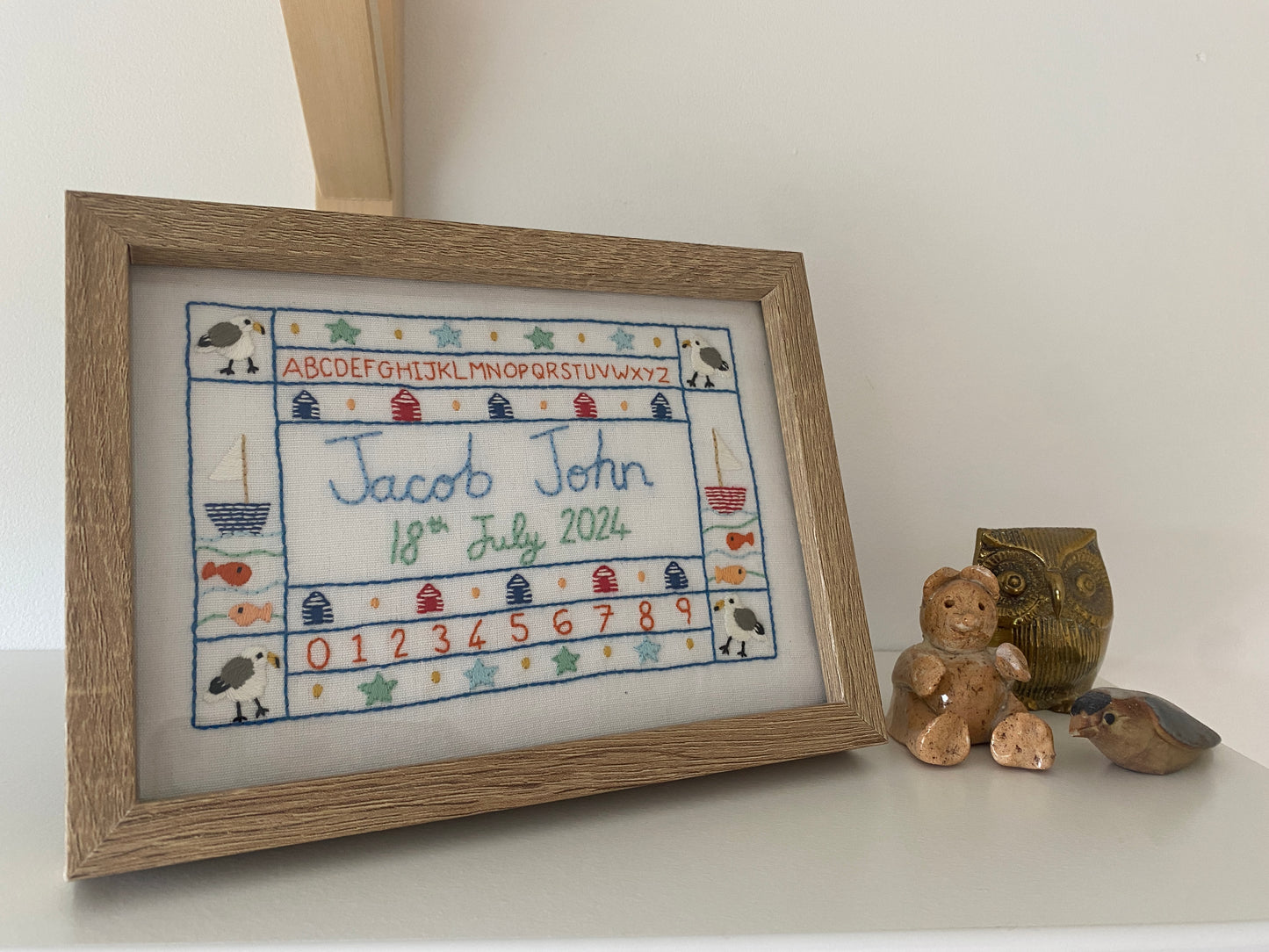 Custom Alphabet Baby Embroidery - Framed