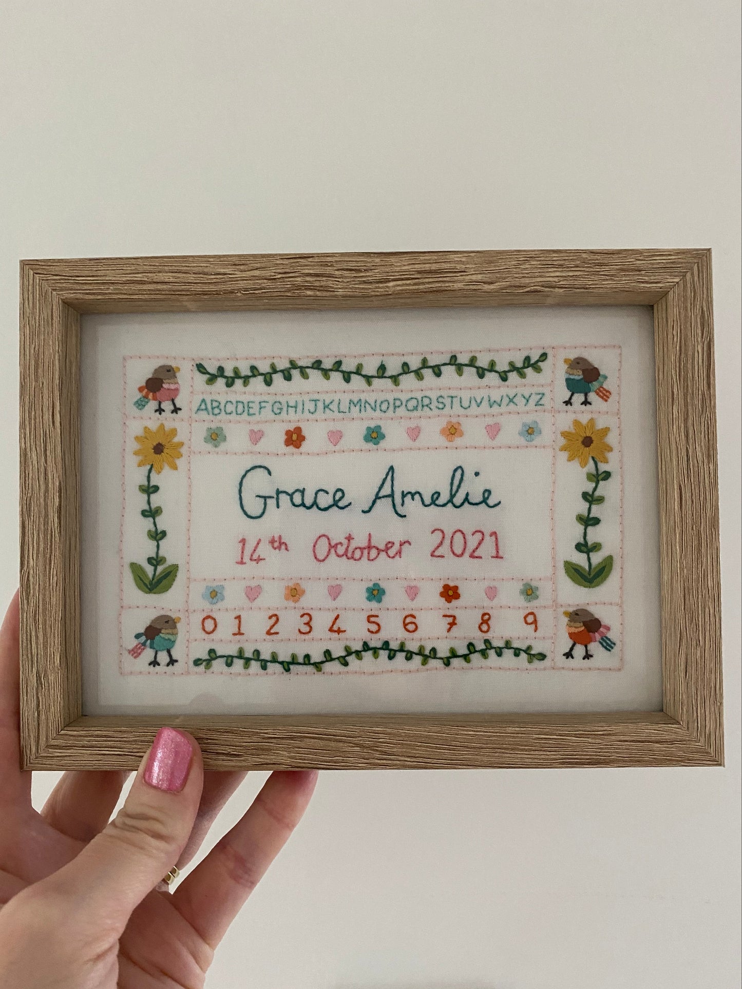 Custom Alphabet Baby Embroidery - Framed